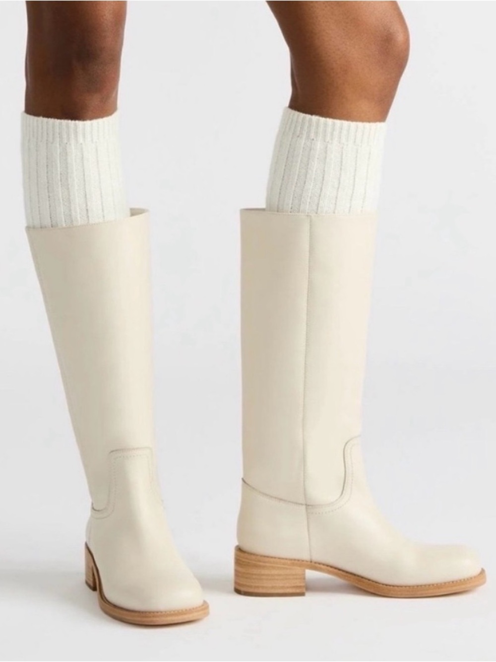 Steve Madden Riggs Knee High Boots Bone Size 9.5